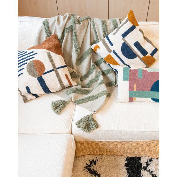 Plaid en coton tufté vert - AUBRY GASPARD