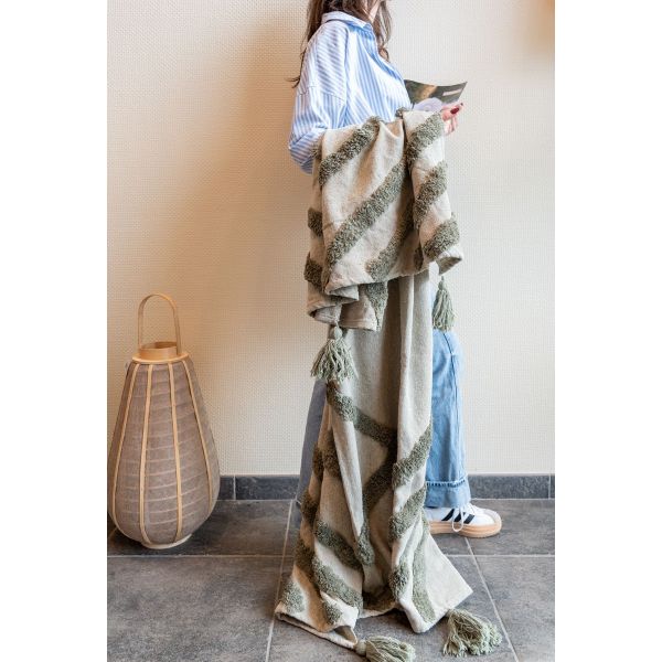 Plaid en coton tufté vert - AUBRY GASPARD