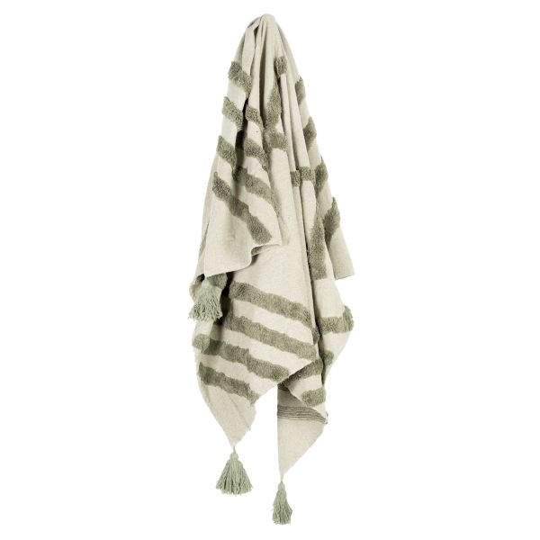 Plaid en coton tufté vert - 39,90