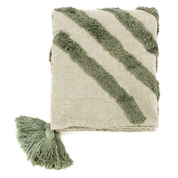 Plaid en coton tufté vert - 5