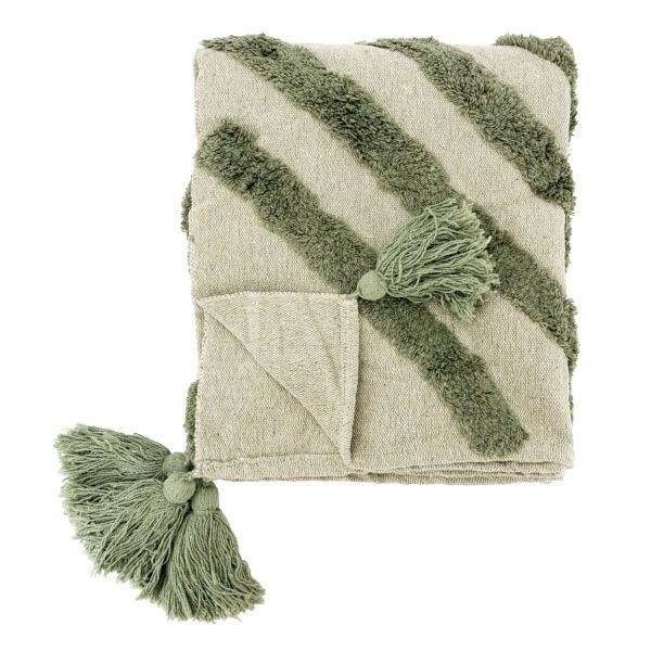 Plaid en coton tufté vert
