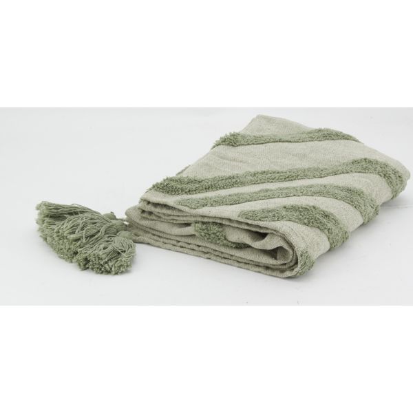 Plaid en coton tufté vert - AUB-5154