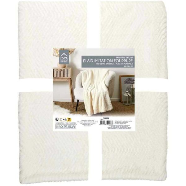 Plaid fausse fourrure en polyester Natural 120 x 150 cm - CMP-5366
