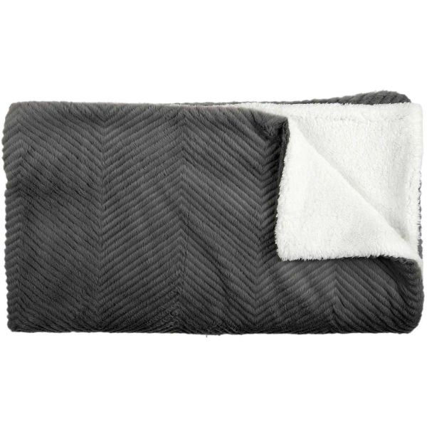Plaid imitation fourrure grise et sherpa 140 x 200 cm - THE HOME DECO FACTORY