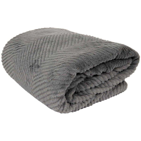 Plaid imitation fourrure grise et sherpa 140 x 200 cm