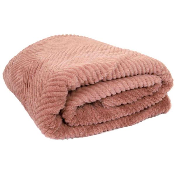 Plaid imitation fourrure rose et sherpa 140 x 200 cm - CMP-5304