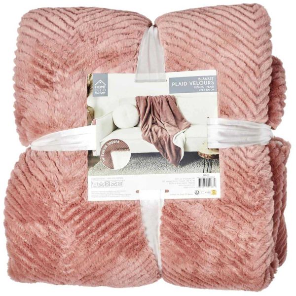 Plaid imitation fourrure rose et sherpa 140 x 200 cm - 40,90
