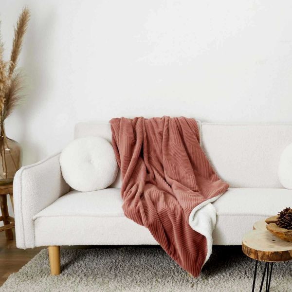 Plaid imitation fourrure rose et sherpa 140 x 200 cm - THE HOME DECO FACTORY