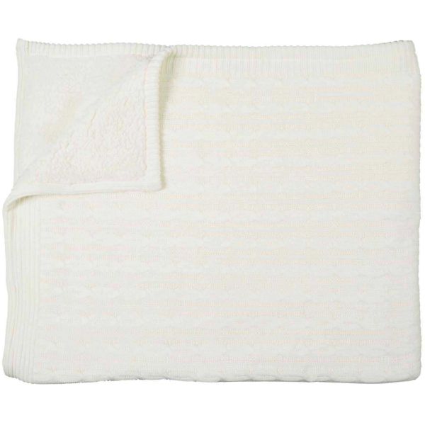 Plaid en polyester sherpa crème 120 x 150 cm Torsade - THE HOME DECO FACTORY