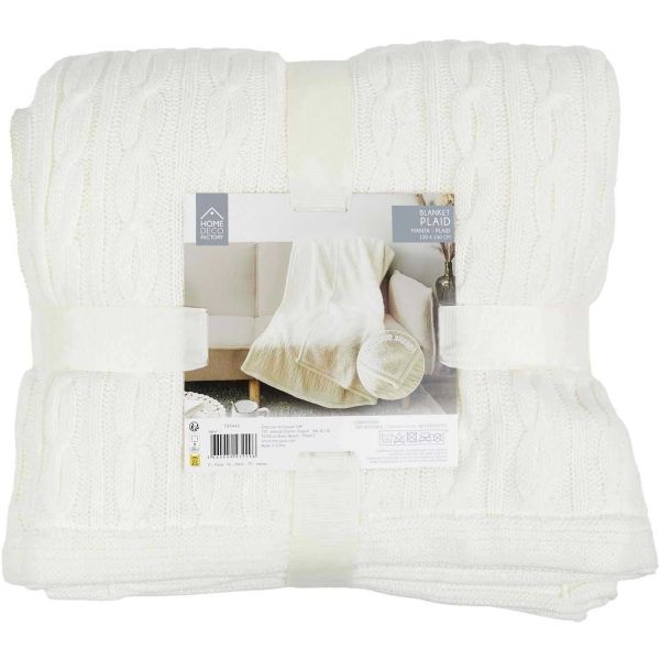 Plaid en polyester sherpa crème 120 x 150 cm Torsade - CMP-5359