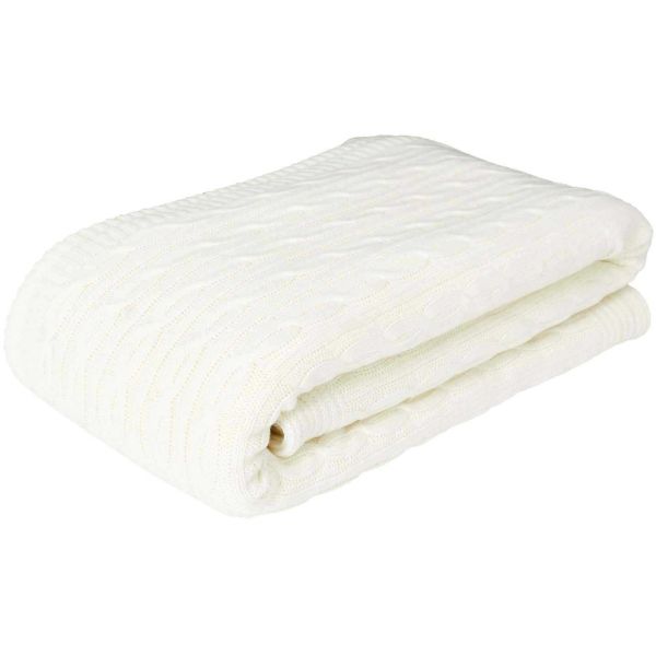 Plaid en polyester sherpa crème 120 x 150 cm Torsade