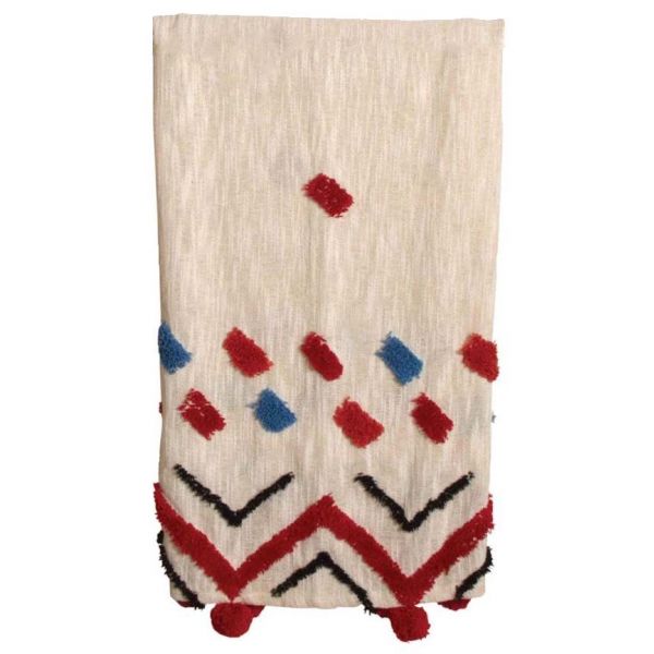 Plaid à pompons en coton tufté