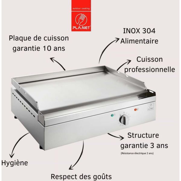 Plancha électrique en inox Chef 55 cm - PAL-0130