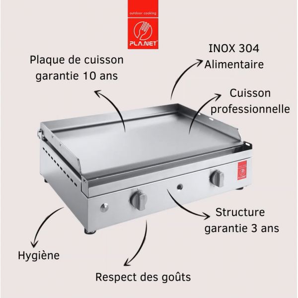 Plancha en inox lisse Chef 55 cm - PAL-0125