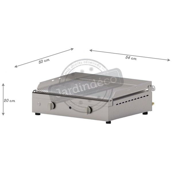 Plancha en inox lisse et rainurée Chef 55 cm - PLANET