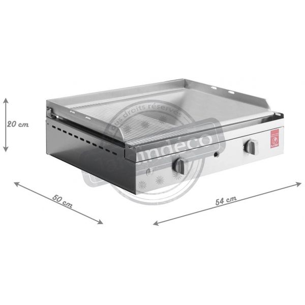 Plancha en inox lisse et rainurée avec housse Chef 55 cm - PLANET
