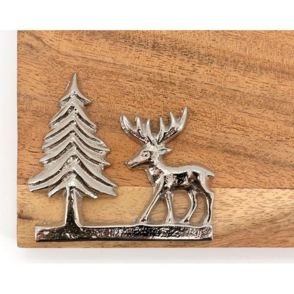 Planche à découper en acacia Cerf en alumunium - 17,90