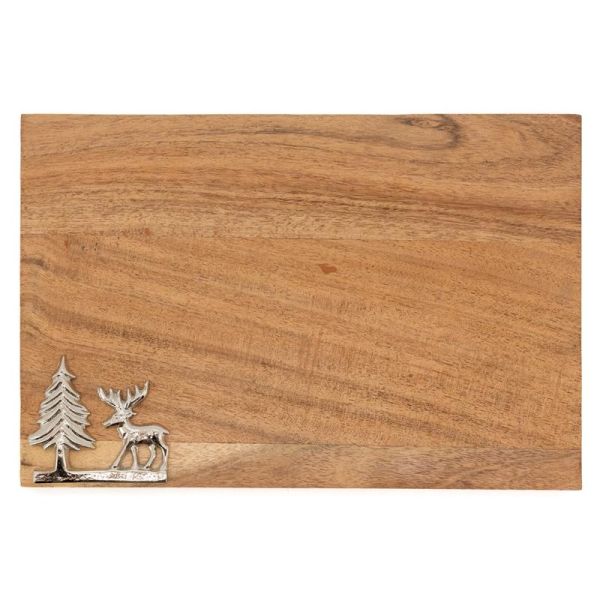 Planche à découper en acacia Cerf en alumunium - AUB-6819