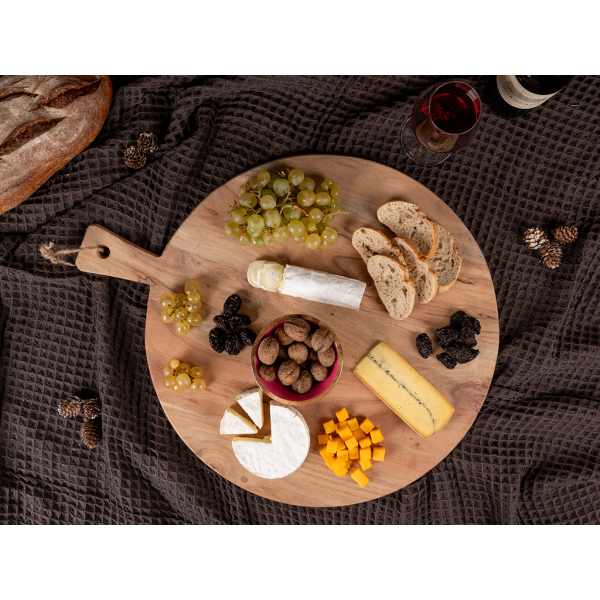 Planche à découper ronde en acacia naturel - 6