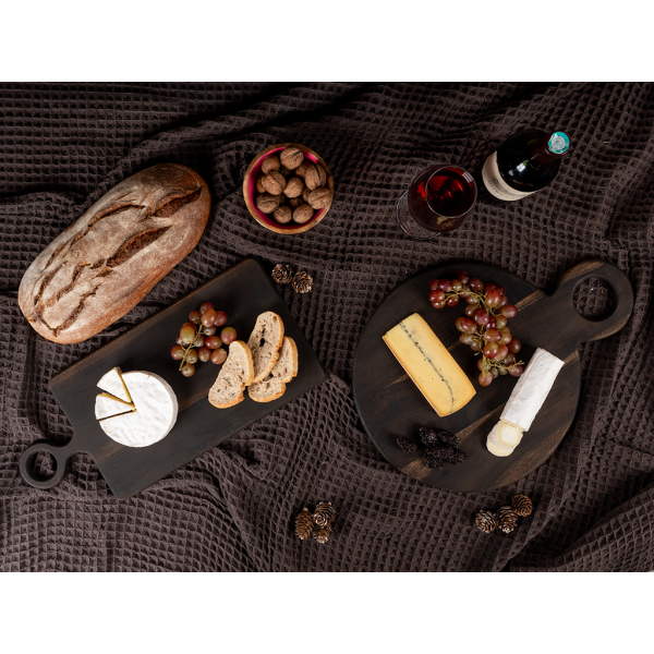 Planche à découper ronde en bois d'acacia noir - 19,90