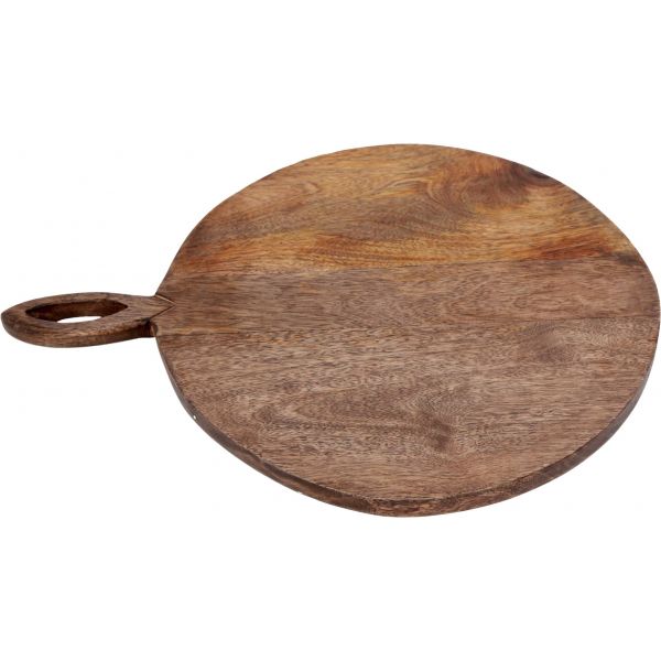 Planche à découper ronde en bois avec poignée 49 x 38 cm