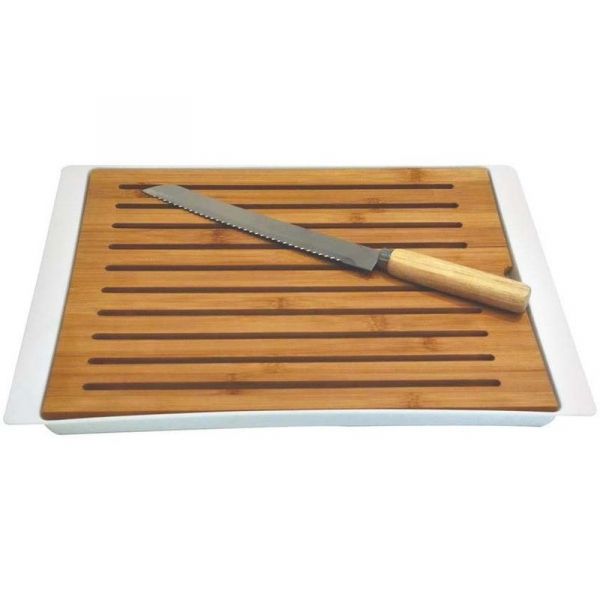 Planche à pain en bambou 38x27 cm avec couteau - CMP-2540