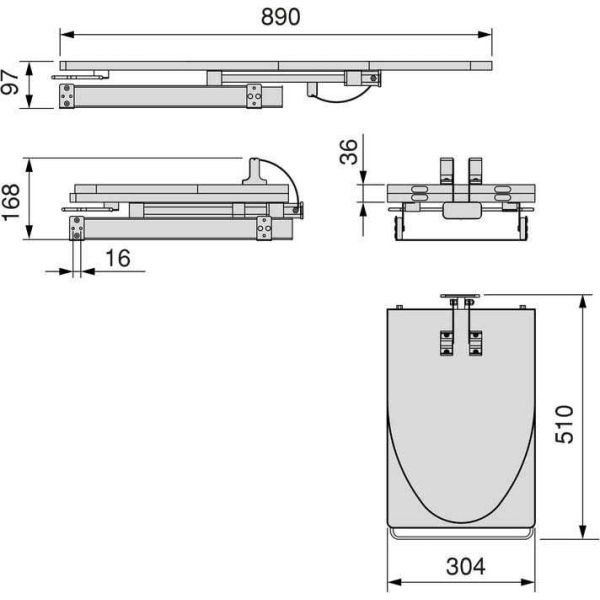 Planche à repasser pliante et coulissante pour meuble Iron 2 - EMU-0345