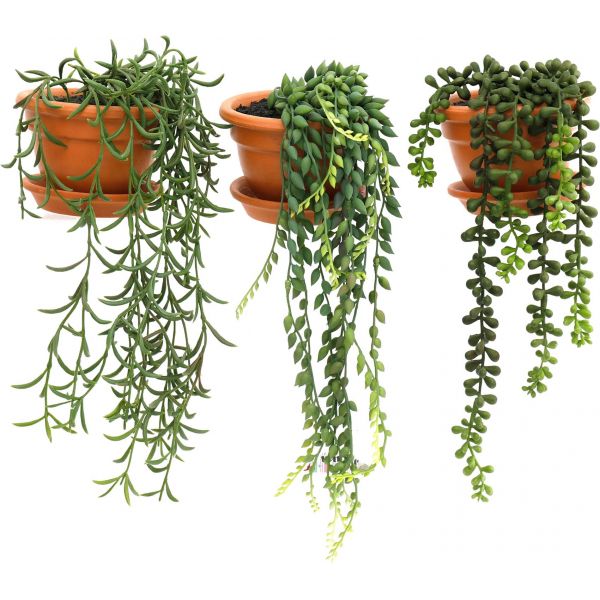 Plantes artificielles en pot terracotta (Lot de 3)