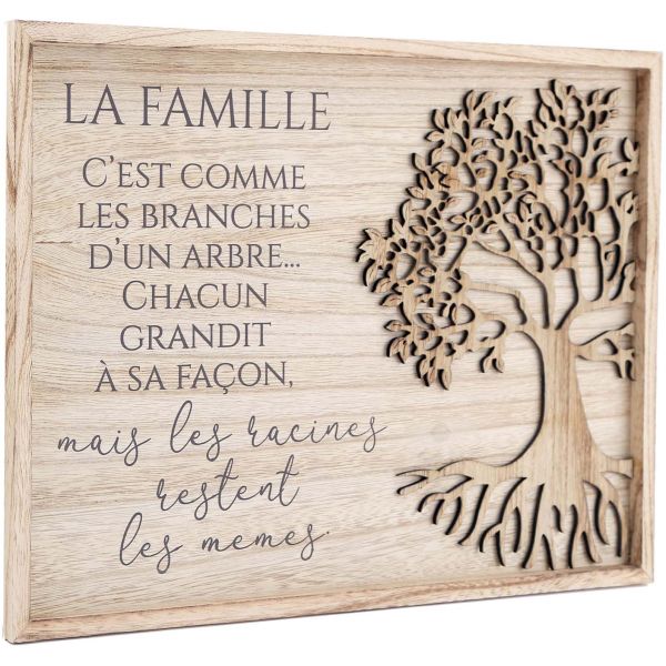 Plaque décorative en bois de paulownia Citation 40 x 30 cm