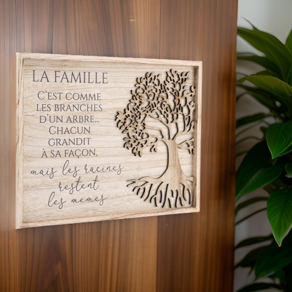 Plaque décorative en bois de paulownia Citation 40 x 30 cm - SIL