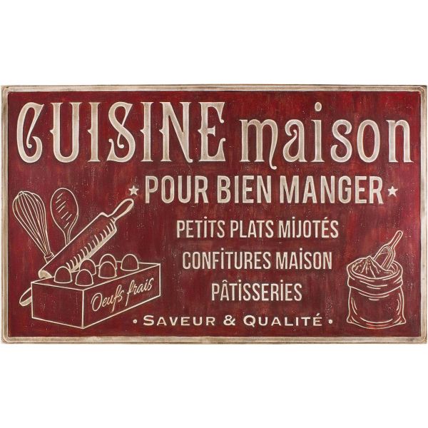 Plaque Décorative Murale Cuisine Rouge Vintage