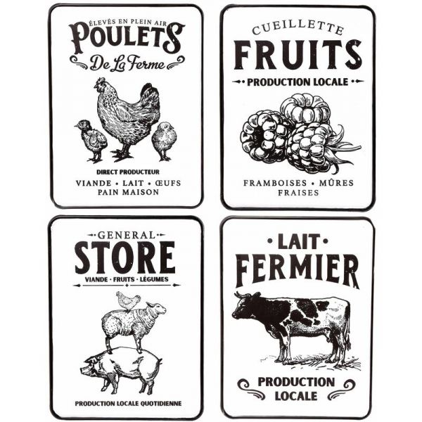 Plaque décorative en métal ferme 41x31 cm (Lot de 4)