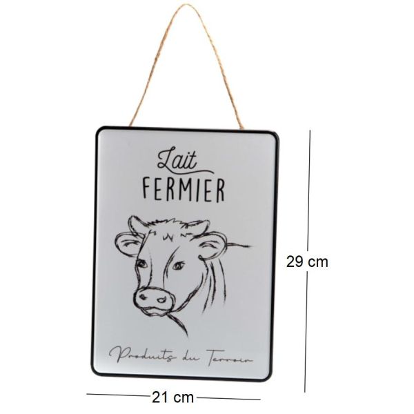 Plaque décorative en métal Lait fermier - AMADEUS