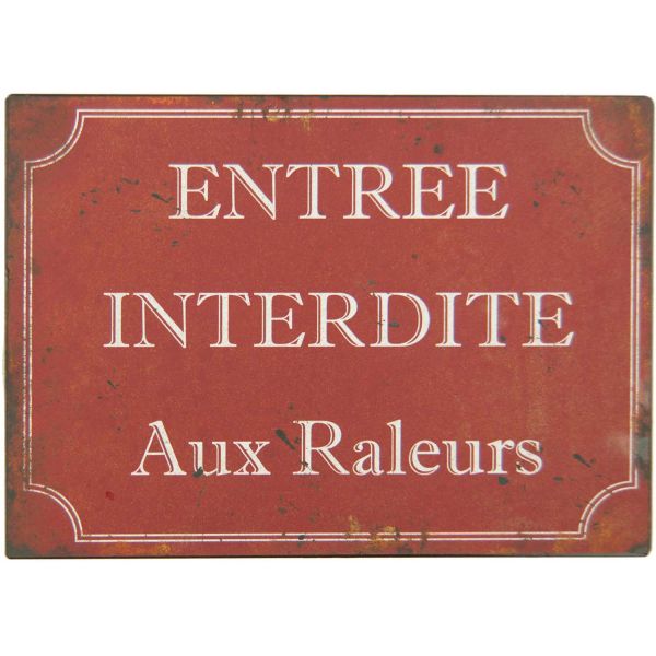 Plaque en métal humour 21 x 15 cm