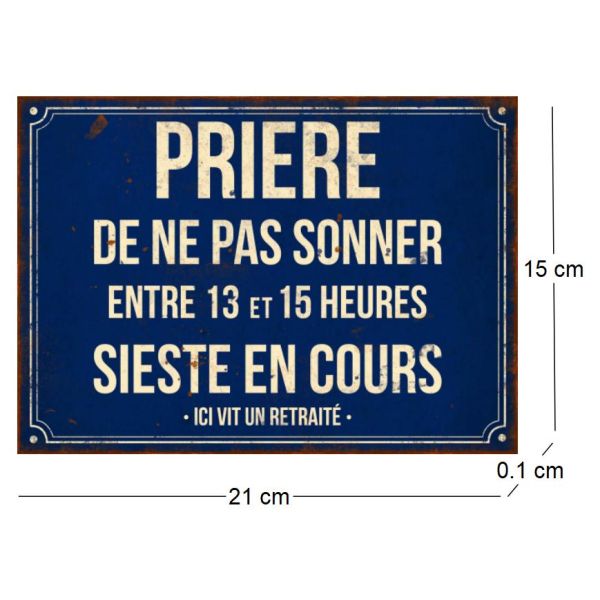 Plaque en métal humour 21 x 15 cm - ANTIC LINE CRéATIONS