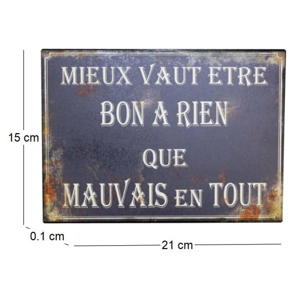 Plaque en métal humour 21 x 15 cm - ANTIC LINE CRéATIONS