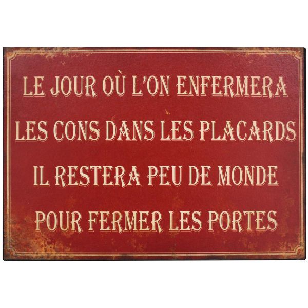 Plaque en métal humour 21 x 15 cm