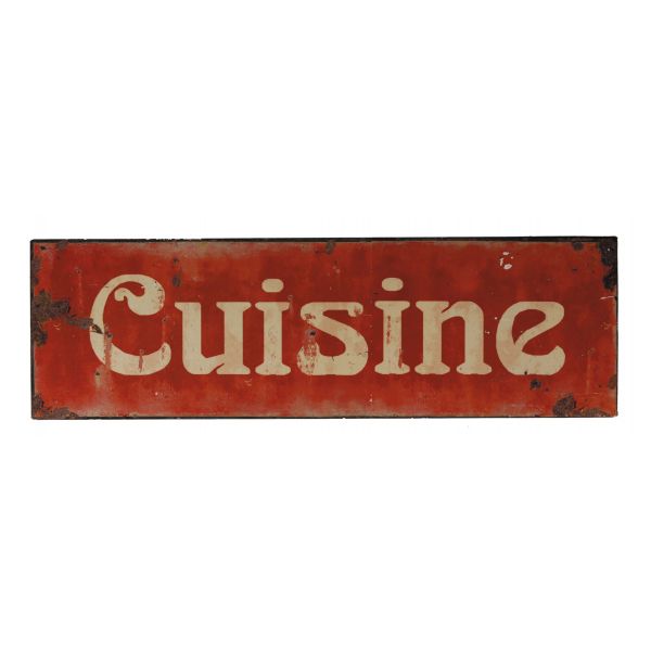 Plaque en tôle rouge antique Cuisine