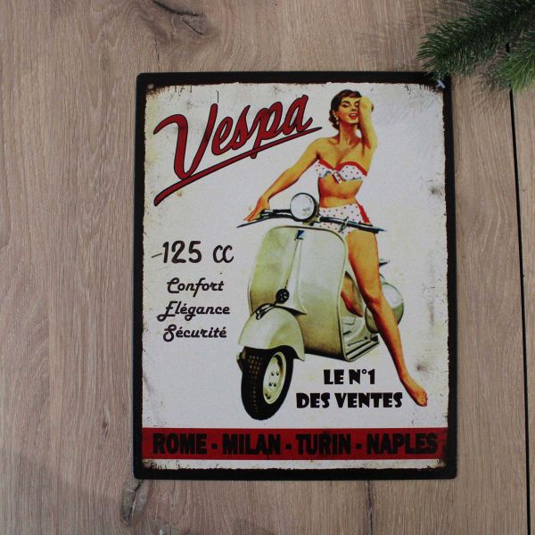 Plaque vintage en métal 22 x 28 cm - ANTIC LINE CRéATIONS