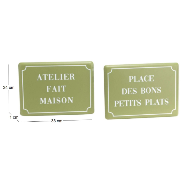 Plaques décoratives en métal Cuisine Green (Lot de 2) - AMADEUS