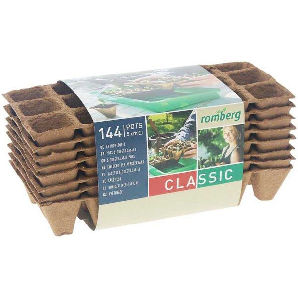 Plaques de 18 pots carrés biodégradables 5 cm (Lot de 8) - 