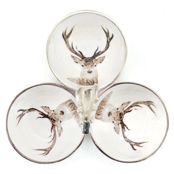 Plat à coupelles en aluminium  décor Cerf - AUB-5189