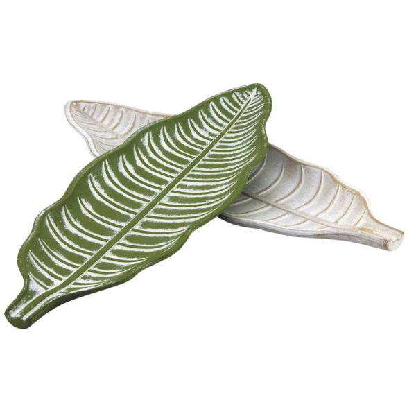 Plat feuille en bois patiné