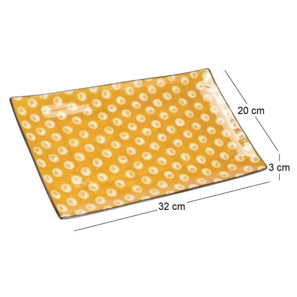 Plat rectangulaire en grès à motifs  Imany - 6