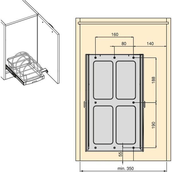 Plateau pour accessoires de cuisine fixation par le bas et extraction manuelle - 5