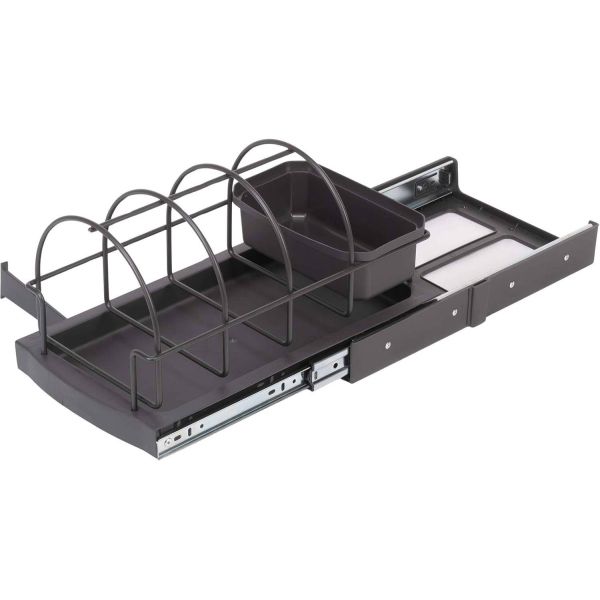 Plateau pour accessoires de cuisine fixation par le bas et extraction manuelle