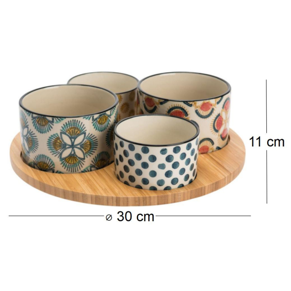 Plateau apéro avec 4 bols Imany - AMA-3951