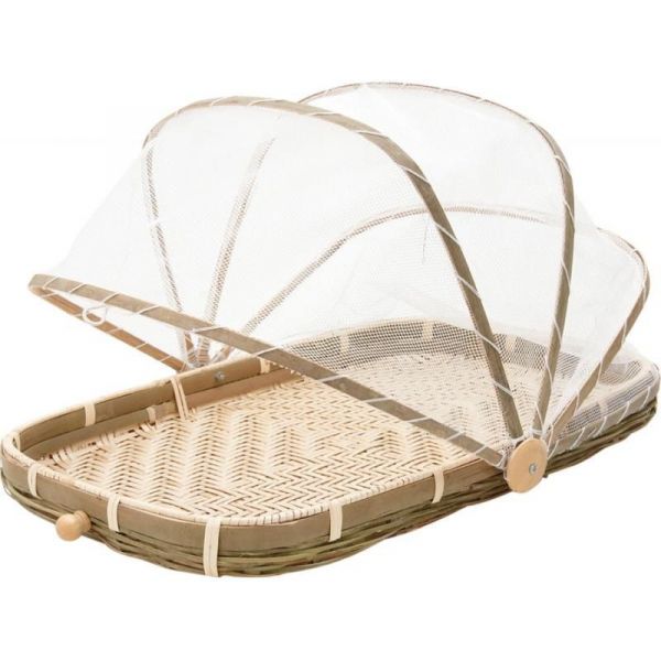 Plateau en bambou avec cloche en filet synthétique - AUBRY GASPARD