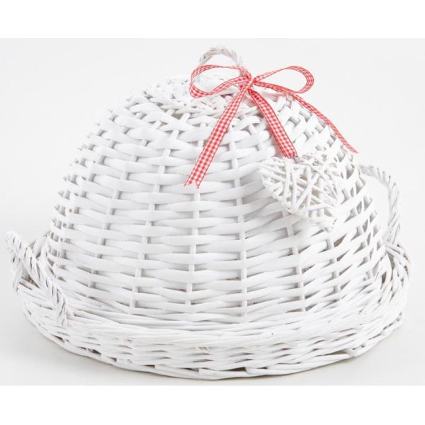 Plateau rond en osier blanc + cloche - AUBRY GASPARD