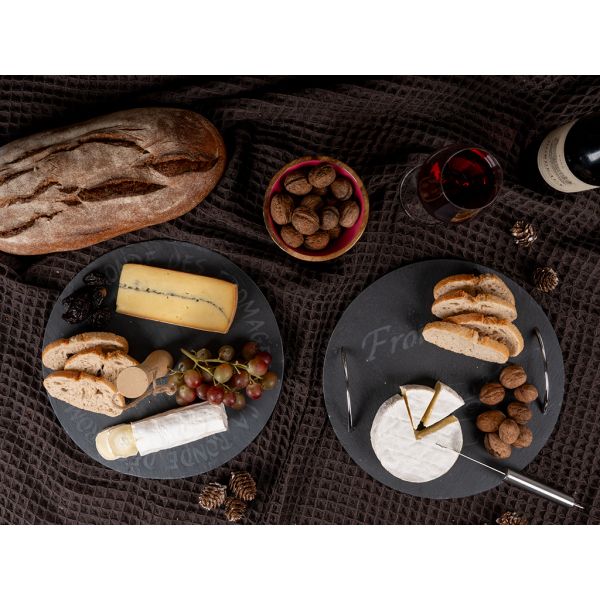 Plateau à fromages ardoise et  métal - AUB-0414